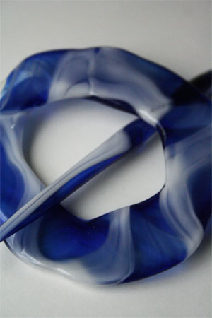 Hand Blown Shawl Pin by Moving Mud Blue Frost